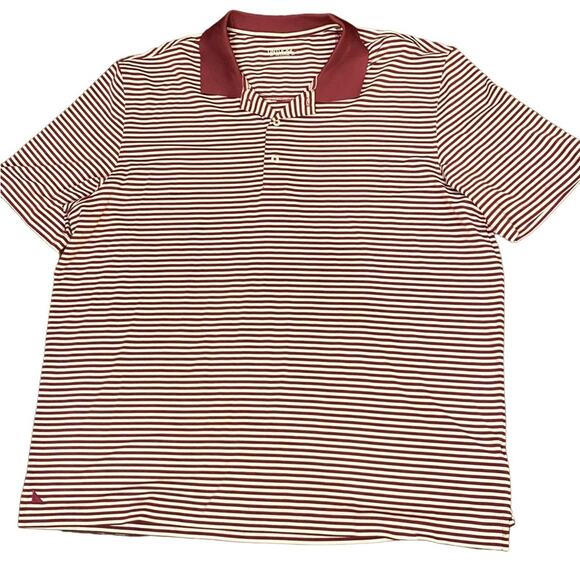 Untuckit Mens XXL Berry and White Striped Polo style Shirt NWOT - Picture 1 of 8
